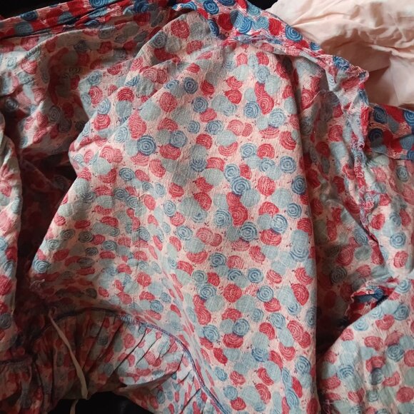 1OF1 Medium Vintage 1940s 50s Apron Wrap Chore Dress Side Tie Handmade MCM Farm - Picture 12 of 13